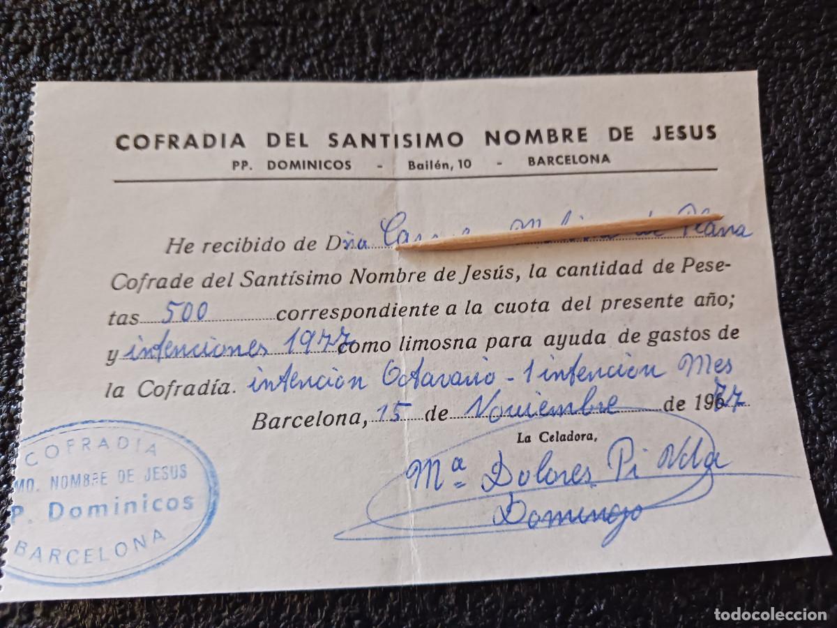 Coleccionismo: cuota anual a la cofradia del santisimo nombre de jesus, p. dominicos 1977