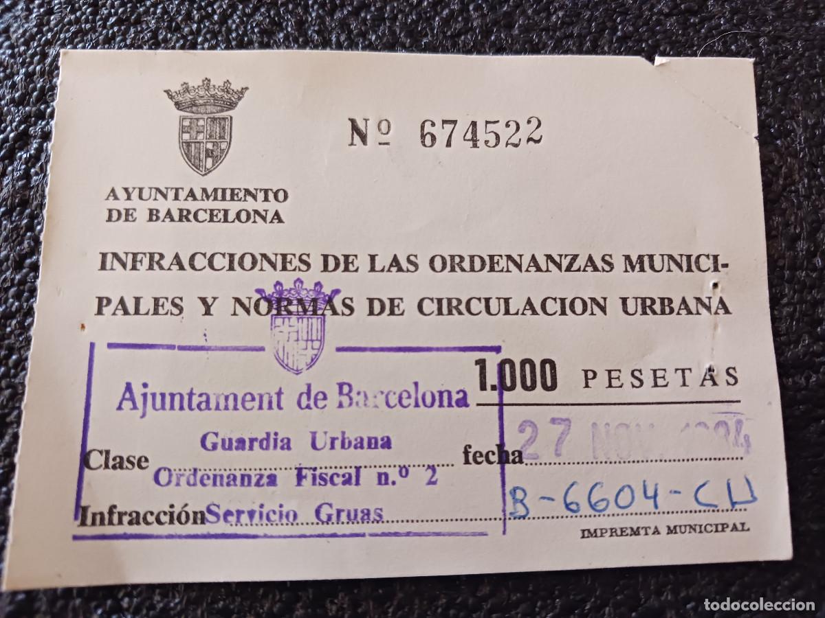 Coleccionismo: infraccion - multa, normas de circulacion, 1000 pesetas, 1984