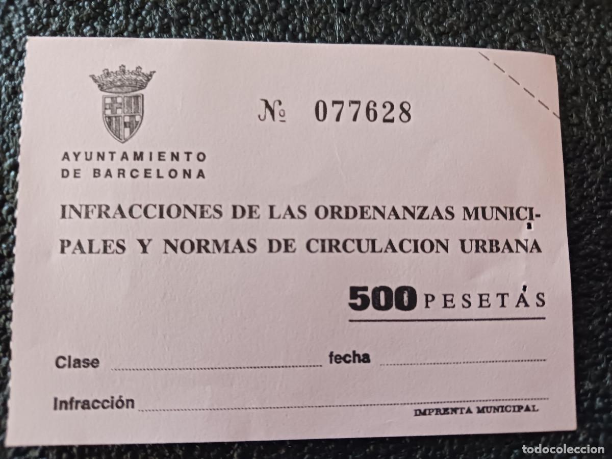 Coleccionismo: infraccion - ordenanzas municipales y circulacion, 500 pts. sin rellenar