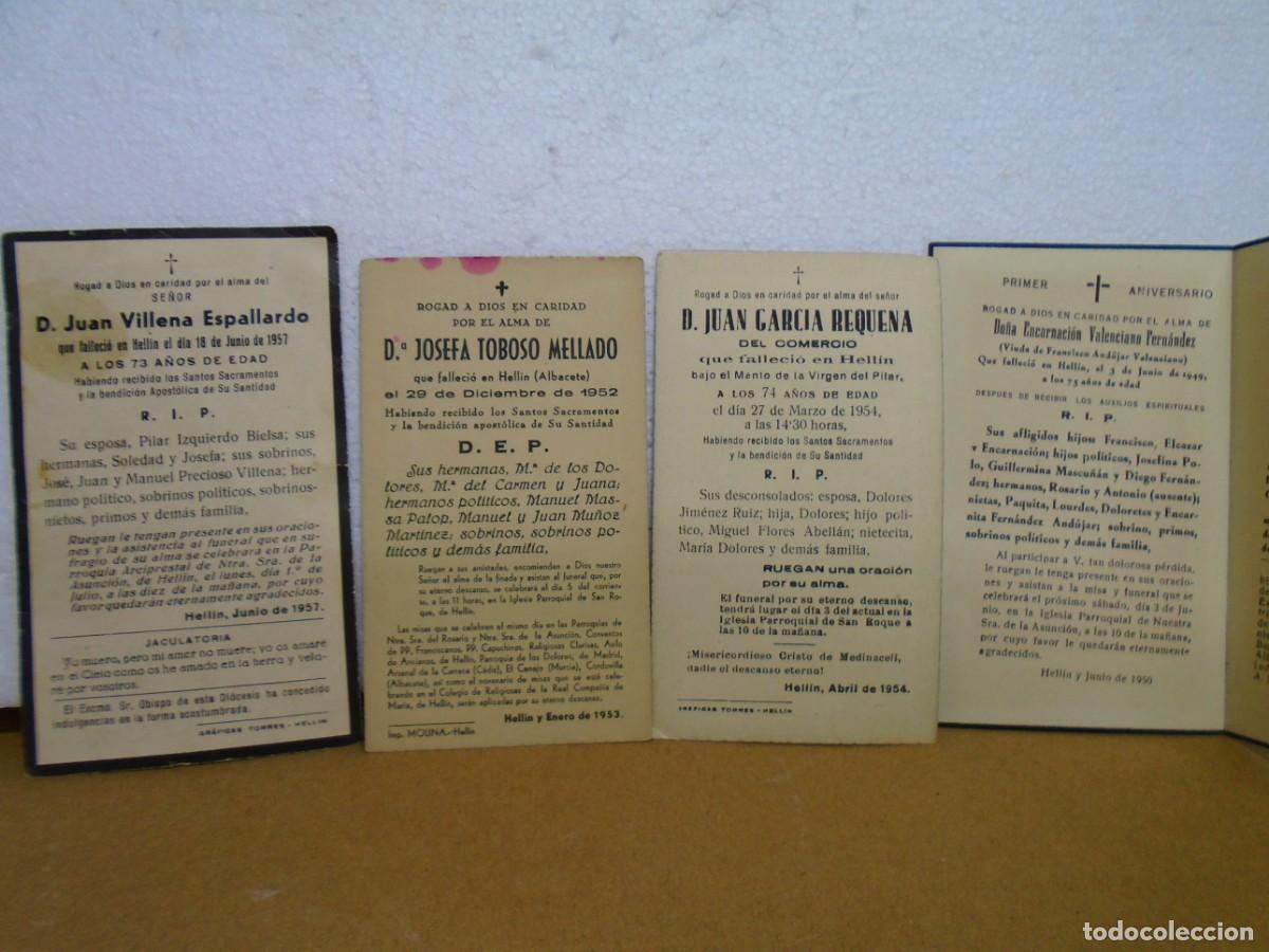 Collectionnisme: ESQUELAS (4)DE HELLIN(ALBACETE)FALLECIDOS EN LOS A&Ntilde;OS 50.