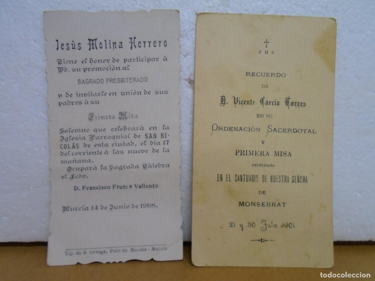 Collectionnisme: RECORDATORIOS DE 1&ordf; MISAS DE MURCIA(1908) Y MONTSERRAT (1901)