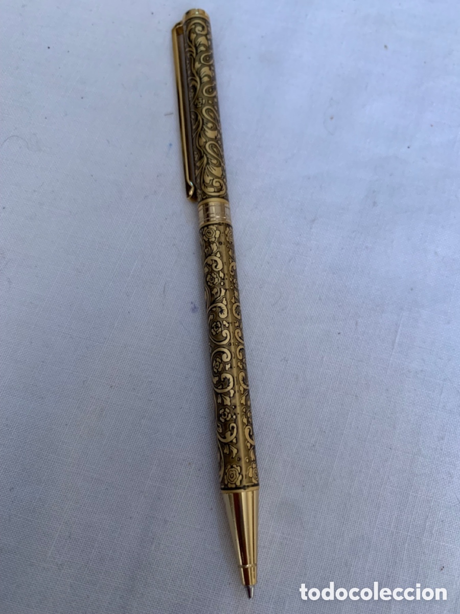 Coleccionismo: Bol&iacute;grafo de color dorado de meca Mitsubishi