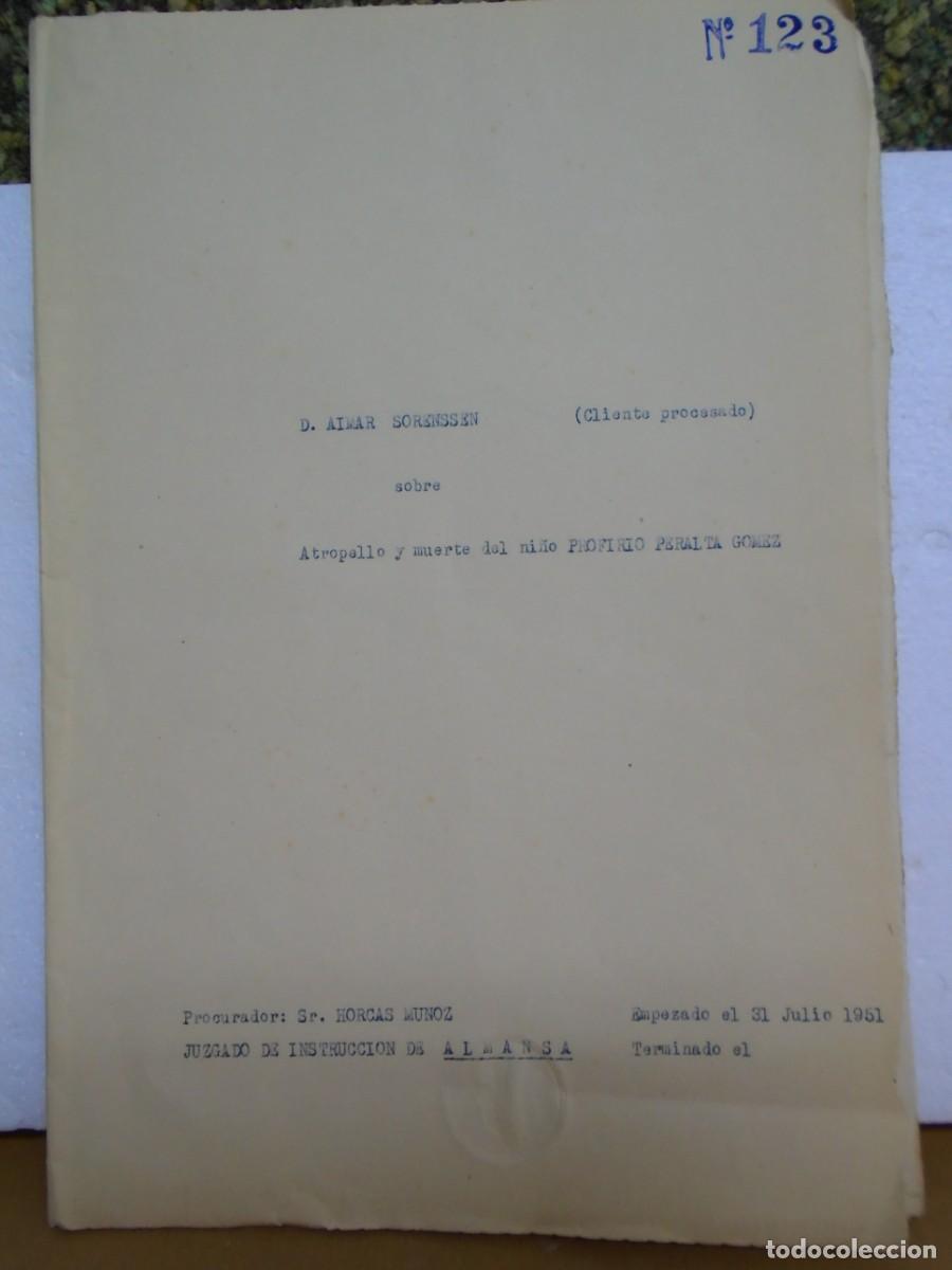 Collezionismo: ALMANSA(ALB)DOCUMENTACION DE ABOGADO PARA DEFENSA DE S&Ugrave;BDITO NORUEGO QUE ATROPELL&Ograve; MORTALMENTE/NI&Ntilde;O.