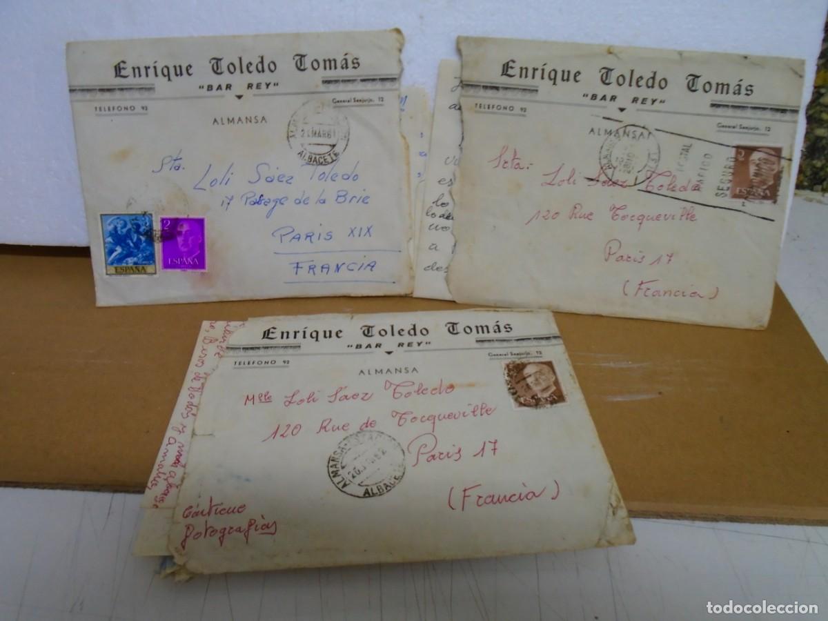 Colecionismo: CARTAS(3)CIRCULADAS ALMANSA/PARIS,A&Ntilde;OS 60.ENRIQUE TOLEDO TOM&Aacute;S &rdquo;BAR REY&rdquo;
