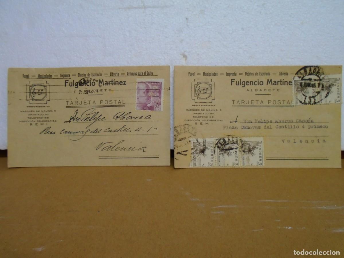 Colecionismo: ALBACETE.FULGENCIO MART&Iacute;NEZ,IMPRENTA,LIBRERIA,ETC..TARJETAS CIRCULADAS 1946.