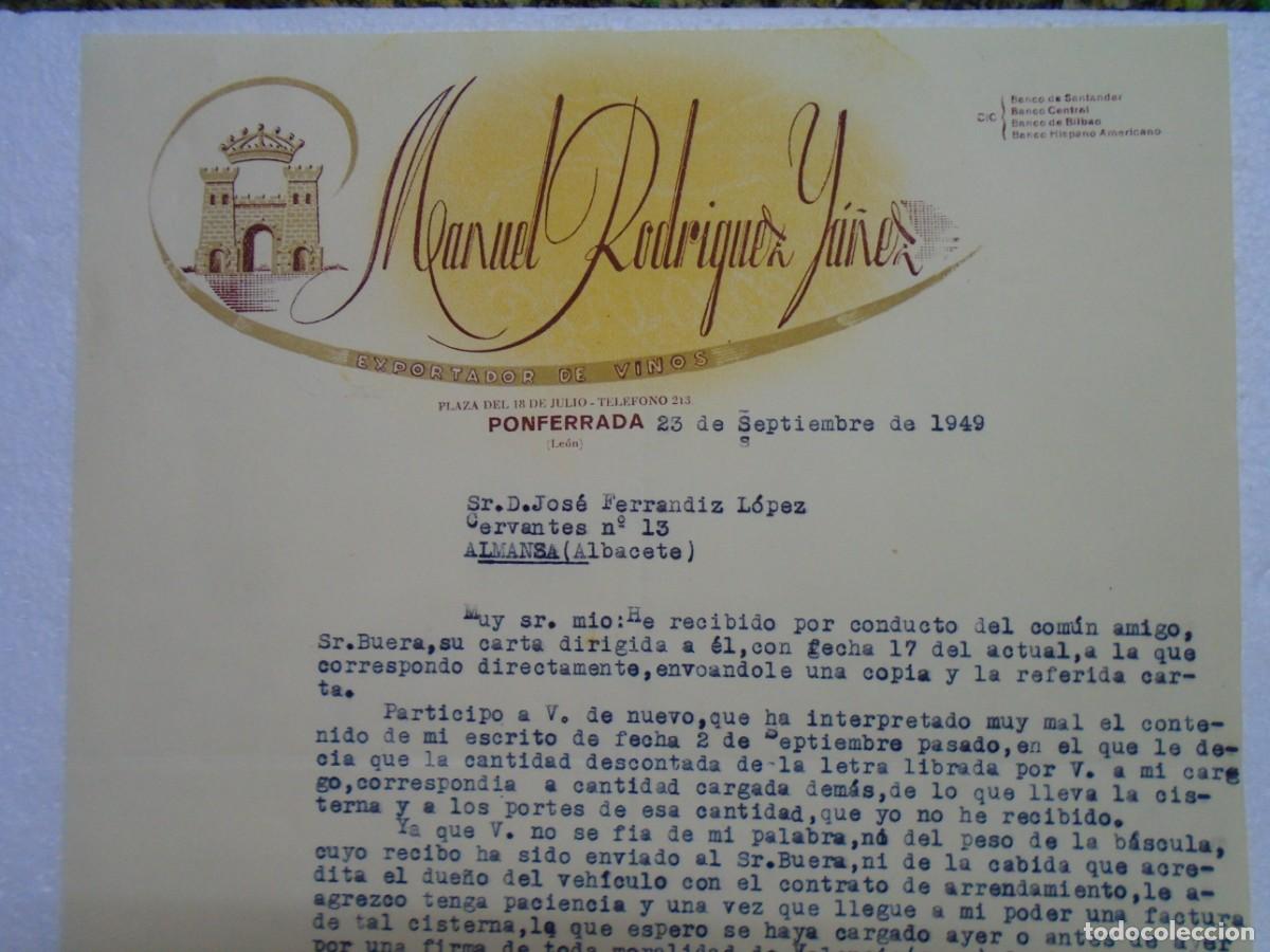Colecionismo: PONFERRADA(LE&Oacute;N)M.RODRIGUEZ YA&Ntilde;EZ,EXPORTADOR DE VINOS, 1949.