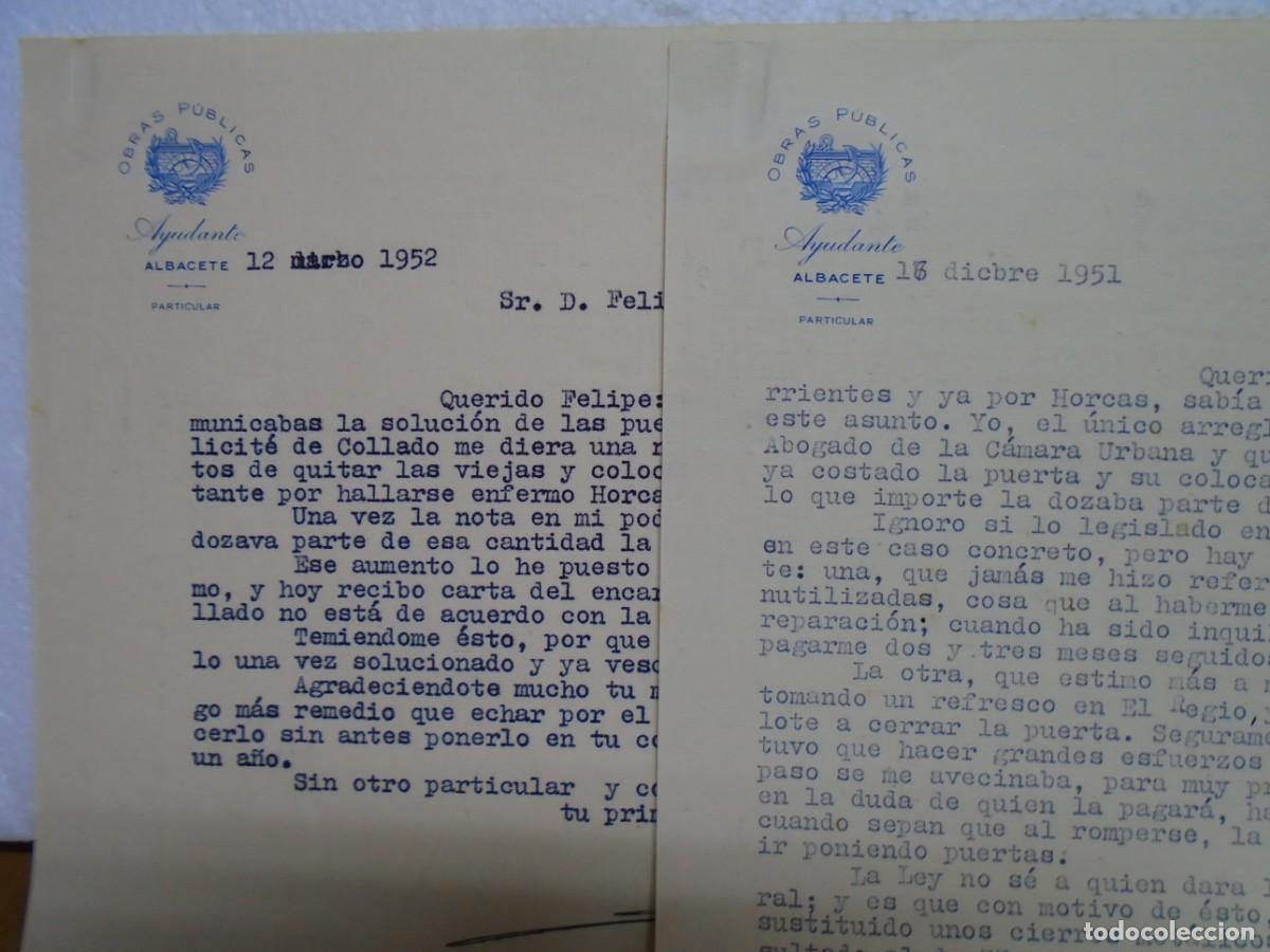 Colecionismo: ALBACETE.OBRAS P&Uacute;BLICAS.AYUDANTE.CARTAS 1951-52.
