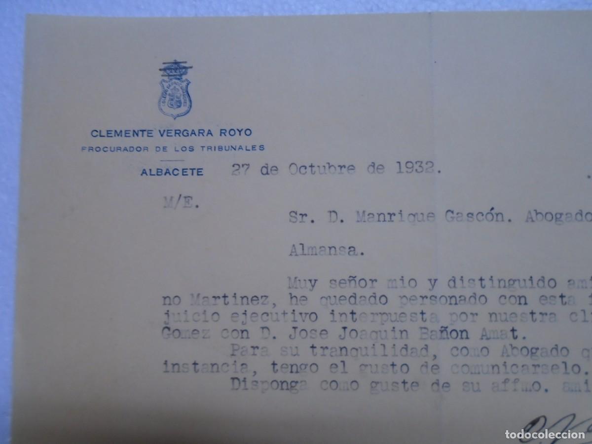 Sammelleidenschaft Papier: ALBACETE.CLEMENTE VERGARA ROYO.&rdquo;PROCURADOR DE LOS TRIBUNALES&rdquo;1932.