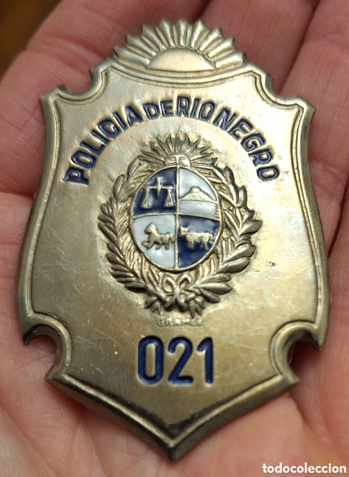Coleccionismo: Antigua Placa de policia de Rio Negro Uruguay 1940