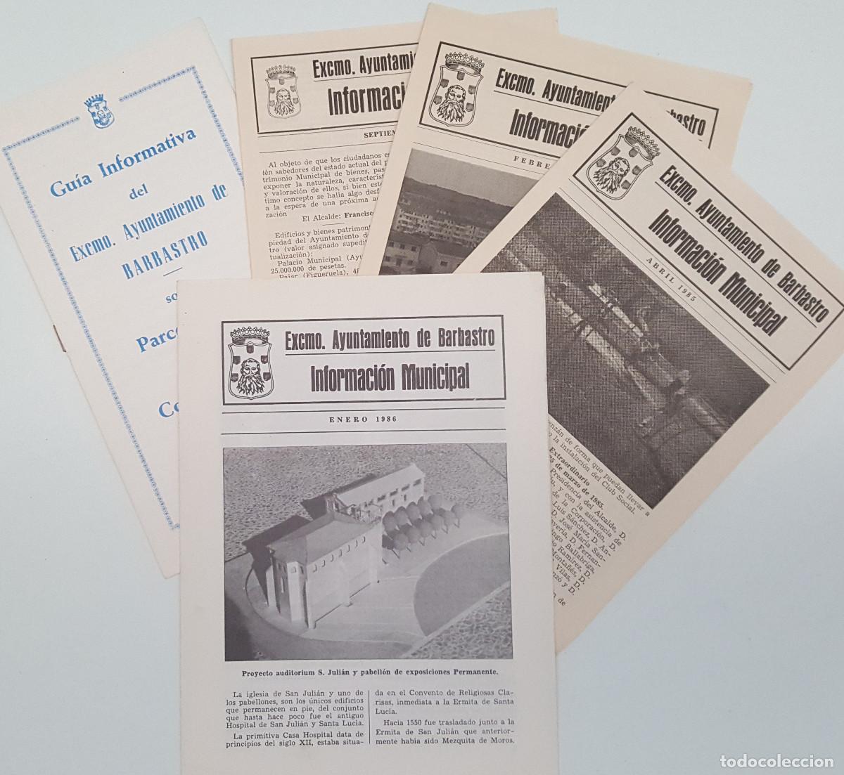 Coleccionismo: 4 BOLETINES DE INFORMACI&Oacute;N AYUNTAMIENTO DE BARBASTRO 1984 A 1986 + GU&Iacute;A PARCELACIONES SUELO R&Uacute;STICO
