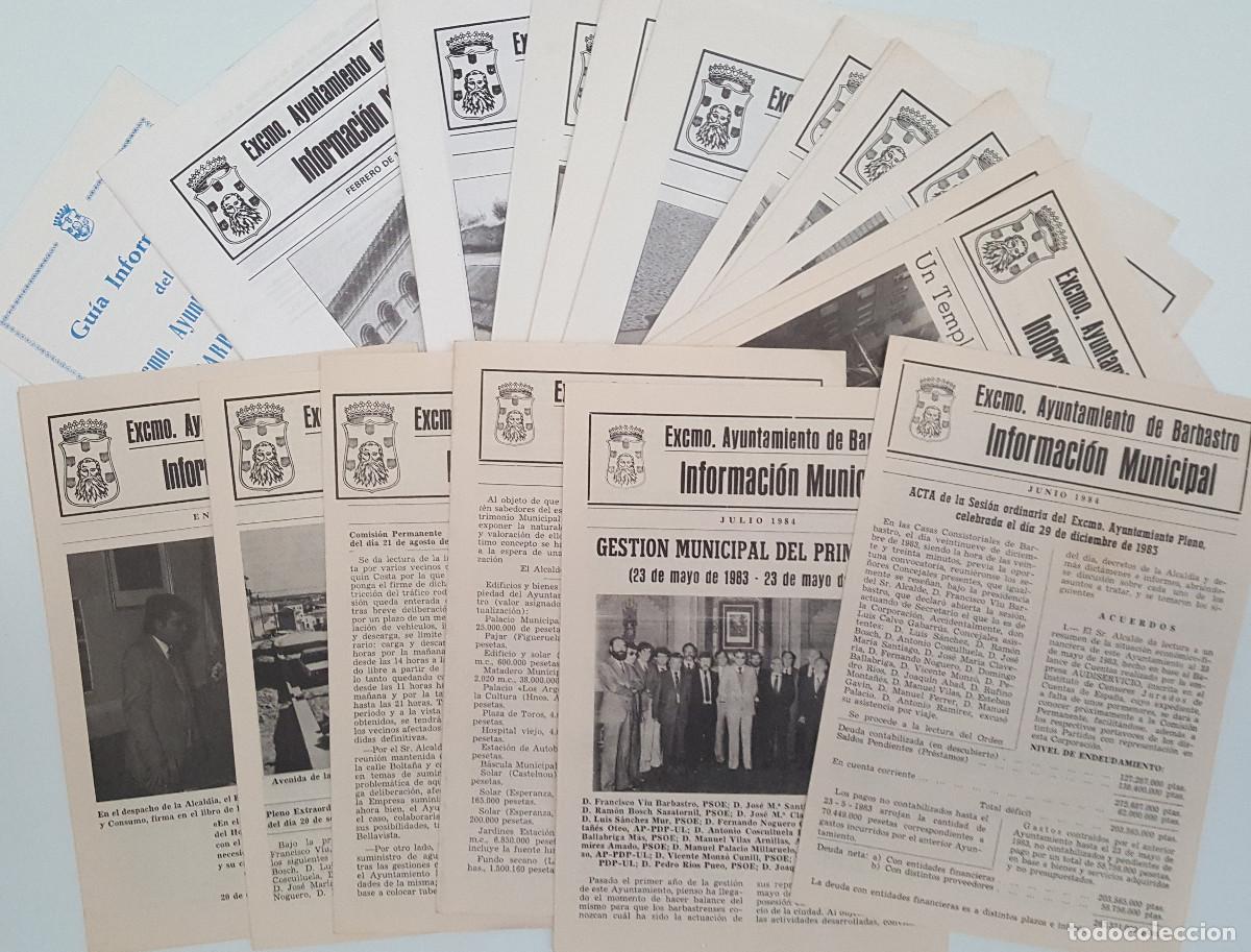 Coleccionismo: 18 BOLETINES DE INFORMACI&Oacute;N AYUNTAMIENTO DE BARBASTRO 1984 A 198 + GU&Iacute;A PARCELACIONES SUELO R&Uacute;STICO
