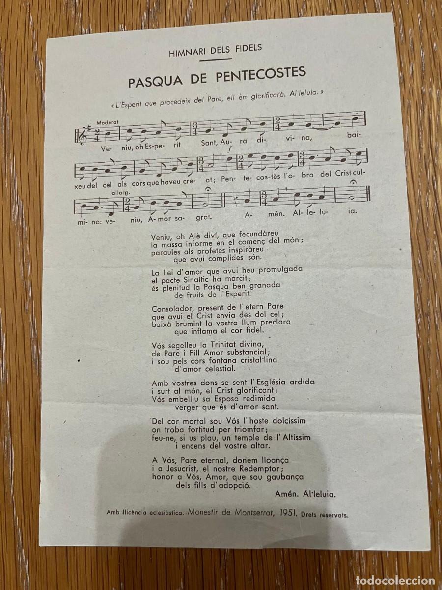 Coleccionismo: Himnari dels Fidels PAQUA DE PENTECOSTES Monastir de Montserrat Barcelona 1951
