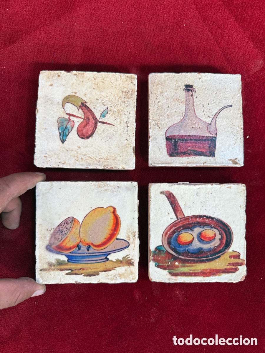 Coleccionismo: Lote de bonitas placas-baldosas de coleccion de cocina!