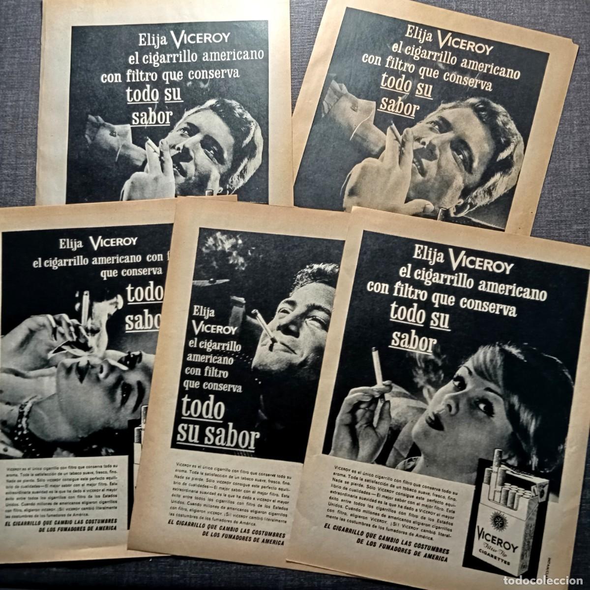Coleccionismo: ⚜️ L04A03. Lote 5 Anuncios Tabaco Viceroy 1960 Variantes de Imprenta - Publicidad Cigarro Americano
