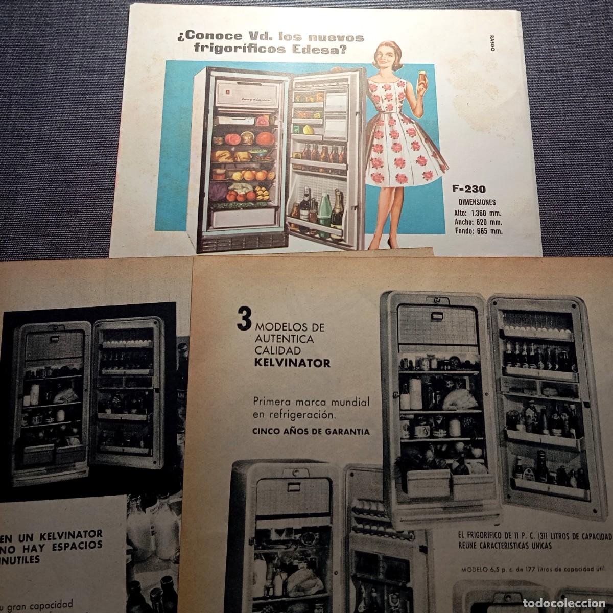 Coleccionismo: ⚜️ L04A03. Lote 3 Anuncios Electrodom&eacute;sticos Kelvinator Edesa 1960 Publicidad Nevera Vintage Cocina