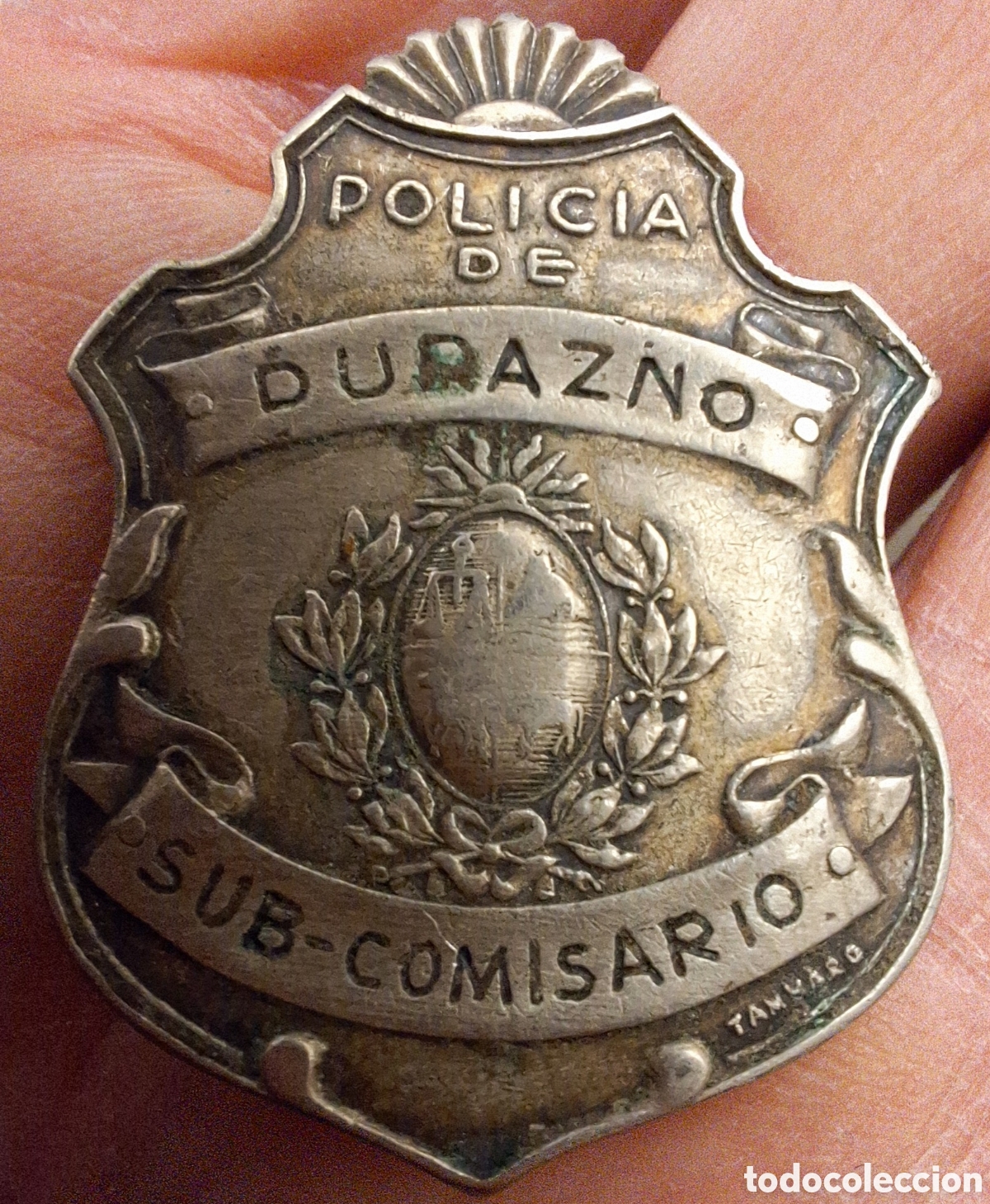 Coleccionismo: PLACA POLICIA ID SUB COMISARIO DEPARTAMENTO DE DURAZNO URUGUAY A&Ntilde;O 1903