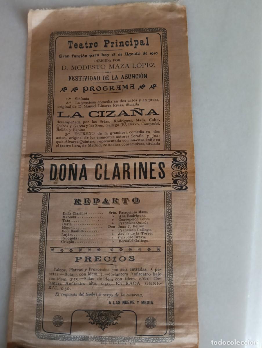 Sammelleidenschaft Papier: TEATRO PRINCIPAL DE &Uacute;BEDA 1910 DO&Ntilde;A CLARINES