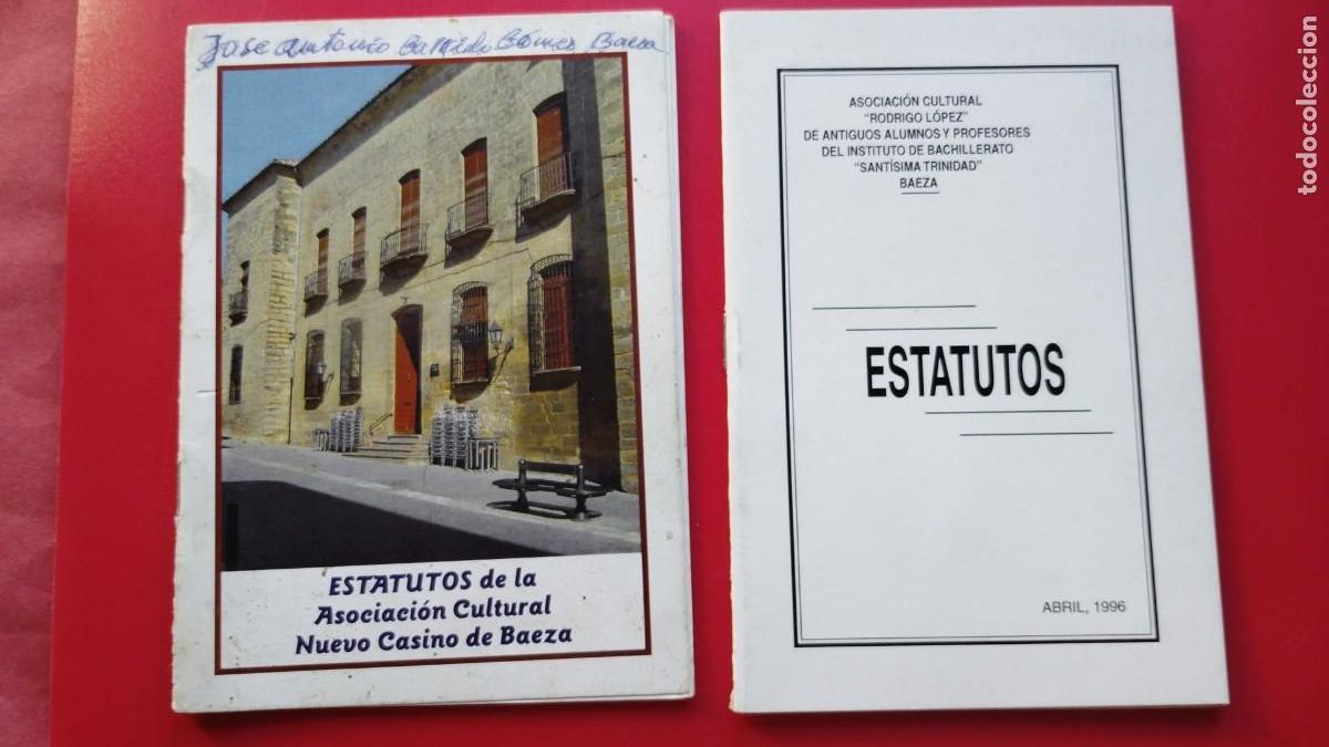 Coleccionismo: ESTATUTOS.-ASOCIACION CULTURAL RODRIGO LOPEZ.-INSTITUTO.-ASOCIACION CULTURAL NUEVO CASINO.-BAEZA.