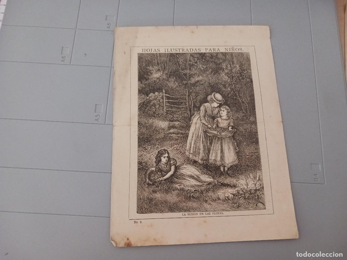 Coleccionismo: diptico religioso, hojas ilustradas para ni&ntilde;os, la mision de las flores