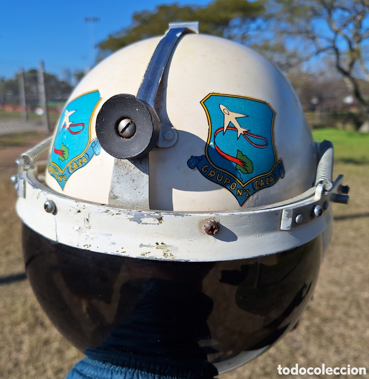 Coleccionismo: CASCO OBSOLETO DE PILOTO DE AVION F 80 FUERZA AEREA URUGUAYA 1958