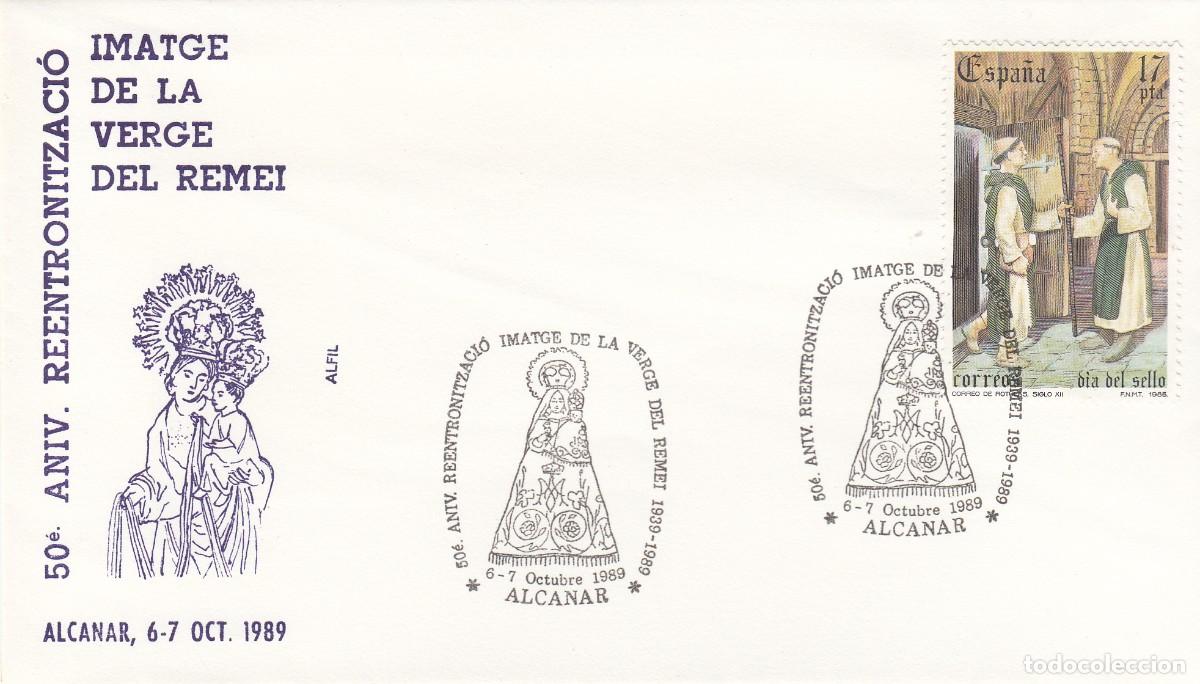 Coleccionismo: MATASELLOS 50 ANIV. REENTRONITZACI&Oacute; VERGE DEL REMEI - ALCANAR - 1989