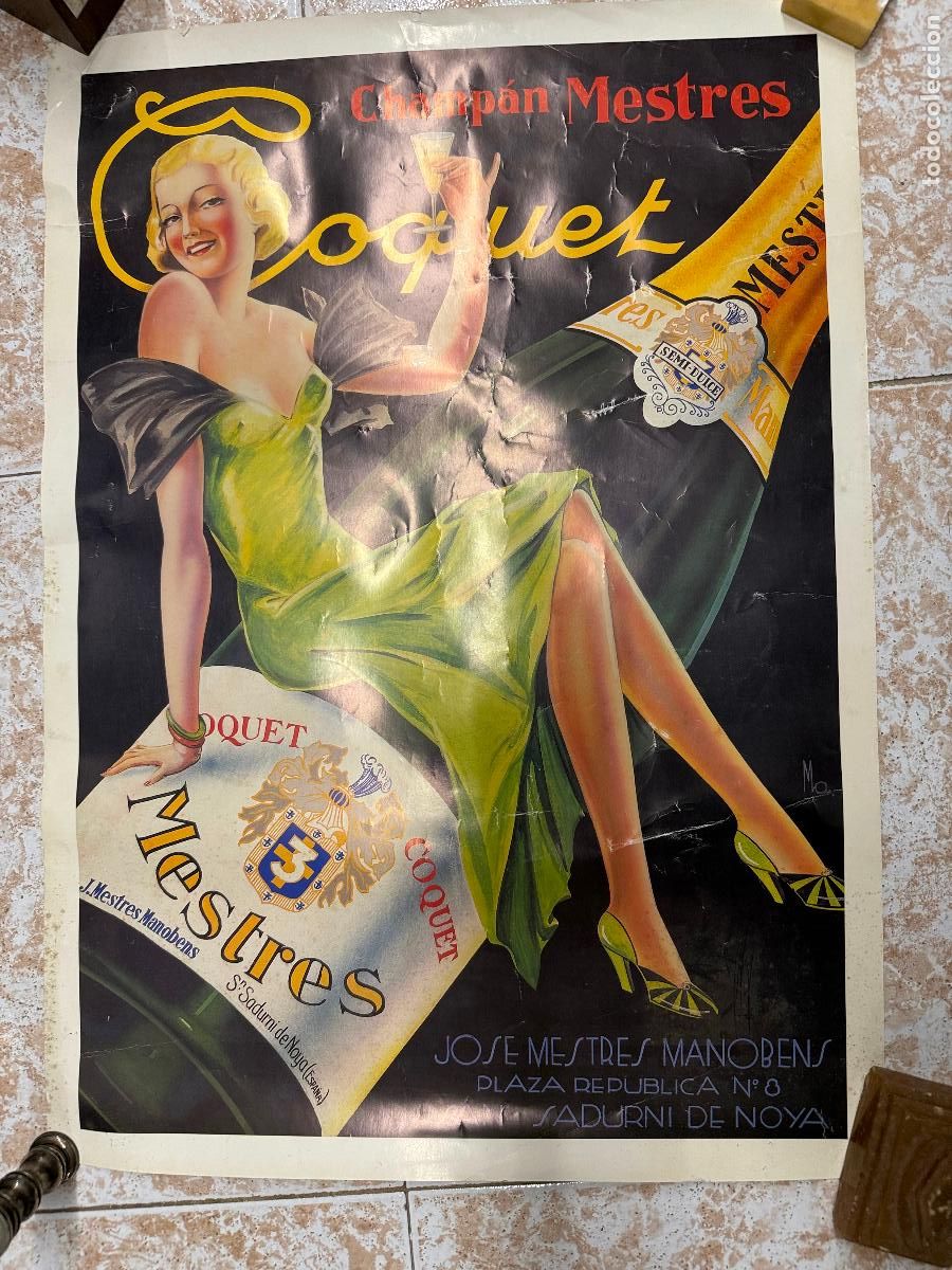 Coleccionismo: Antiguo poster CHAMPAN MESTRES. COQUET. San Sadurni de Noya. Original. Mide 45,5x64cms