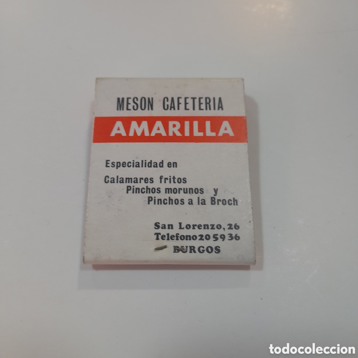 Coleccionismo: Caja cerillas Mes&oacute;n Amarilla Burgos