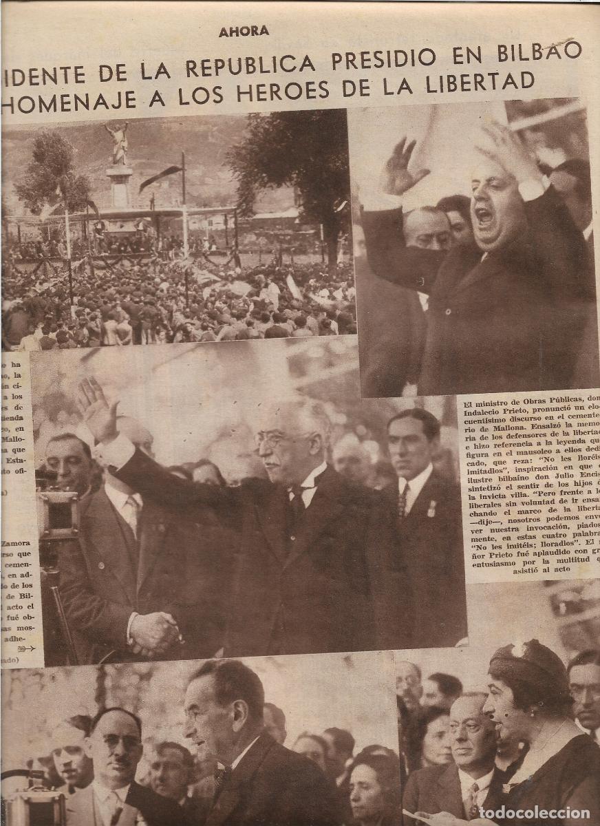 Coleccionismo: A&Ntilde;O 1933 RECORTE PRENSA BILBAO ALCALA ZAMORA HOMENAJE HEROES DE LA LIBERTAD CEMENTERIO DE MALLONA