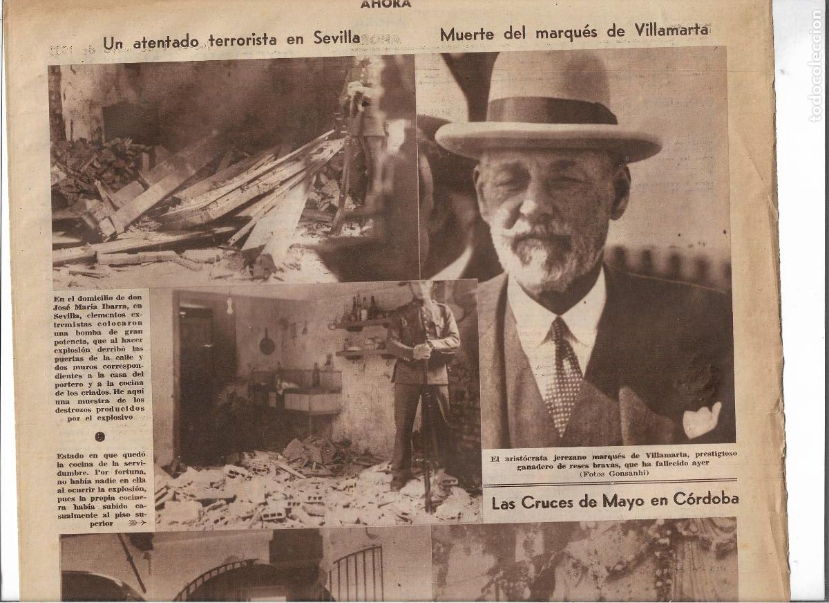Coleccionismo: A&Ntilde;O 1933 RECORTE PRENSA NOTICIA MUERTE MARQUES DE VILLAMARTA ARISTOCRATA JEREZ GANADERO