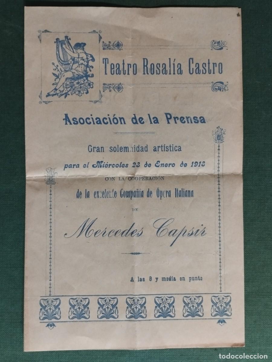 Coleccionismo: TEATRO ROSALIA DE CASTRO OPERA MERCEDES CAPSIR 1912 DIPTICO