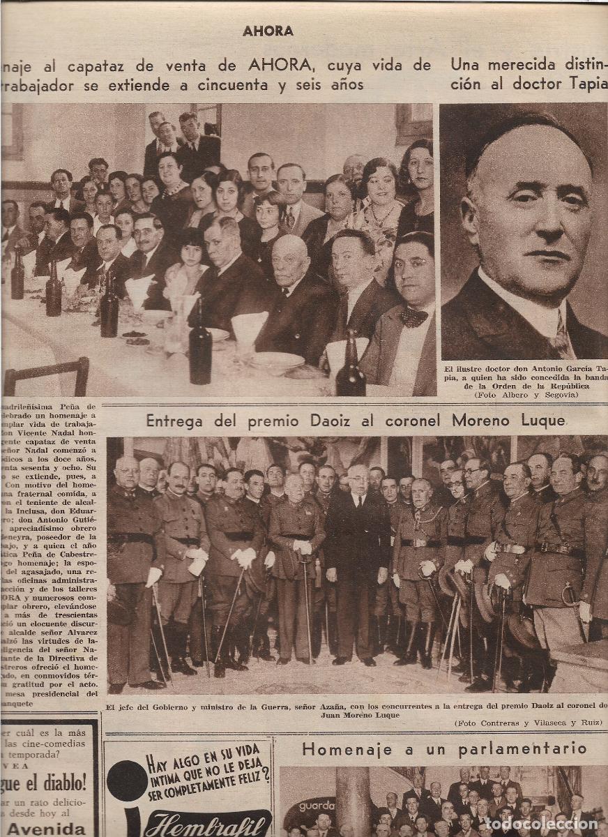 Coleccionismo: A&Ntilde;O 1933 RECORTE PRENSA PE&Ntilde;A DE CABESTREROS HOMENAJE VICENTE NADAL CAPATAZ DE VENTAS DIARIO AHORA