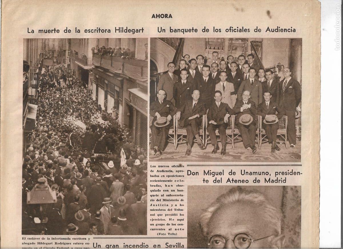 Coleccionismo: A&Ntilde;O 1933 RECORTE PRENSA MUERTE ENTIERRO ESCRITORA ABOGADA HILDEGART RODRIGUEZ LA VIRGEN ROJA