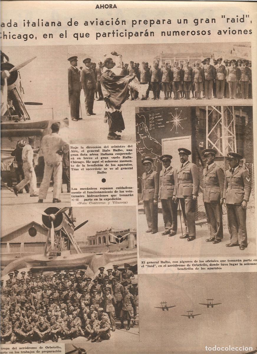 Coleccionismo: A&Ntilde;O 1933 RECORTE PRENSA ARMADA ITALIANA AVIACION PREPARACION GRAN RAID ITALIA CHICAGO