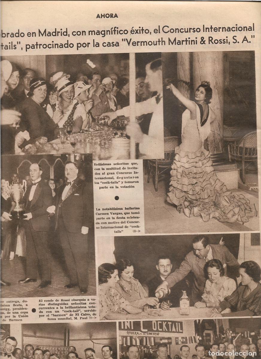 Coleccionismo: A&Ntilde;O 1933 MADRID CONCURSO INTERNACIONAL COKTAIL COCTEL VERMOUTH MARTINI ROSSI CARMEN VARGAS FLAMENCO