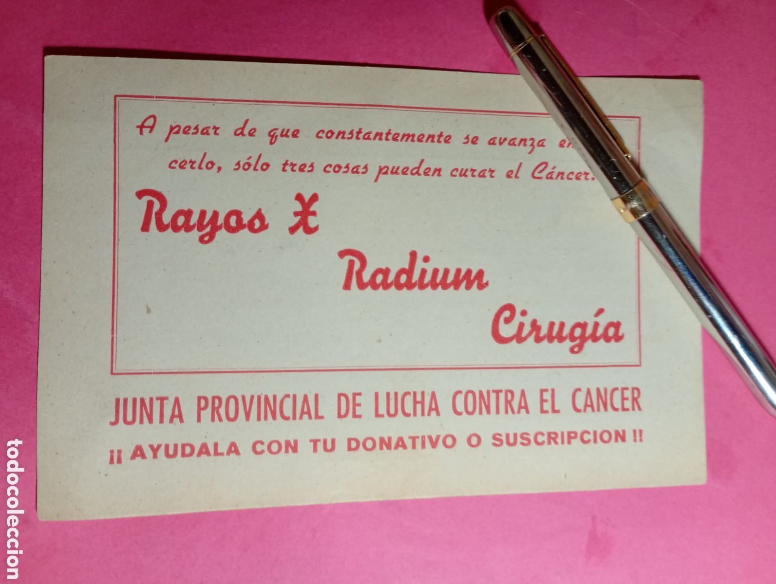 Colecionismo: ANTIGUO TARJET&Oacute;N PETICI&Oacute;N AYUDA JUNTA PROVINCIAL LUCHA CONTRA EL CANCER Y ADVERTENCIAS A SEGUIR