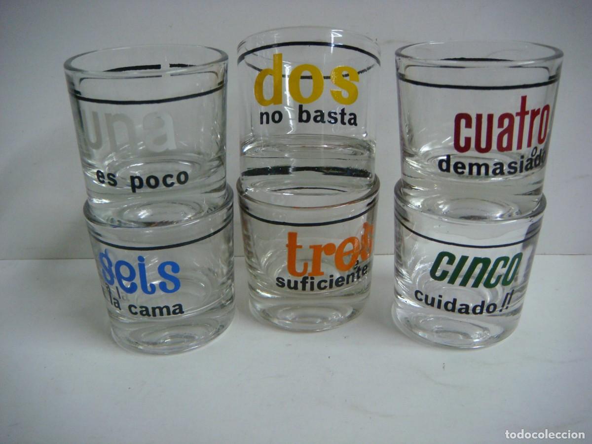 Coleccionismo: VASOS DE CRISTAL LOTE DE 6 VASOS PARA CHUPITOS CON SU GRABADO-(&)