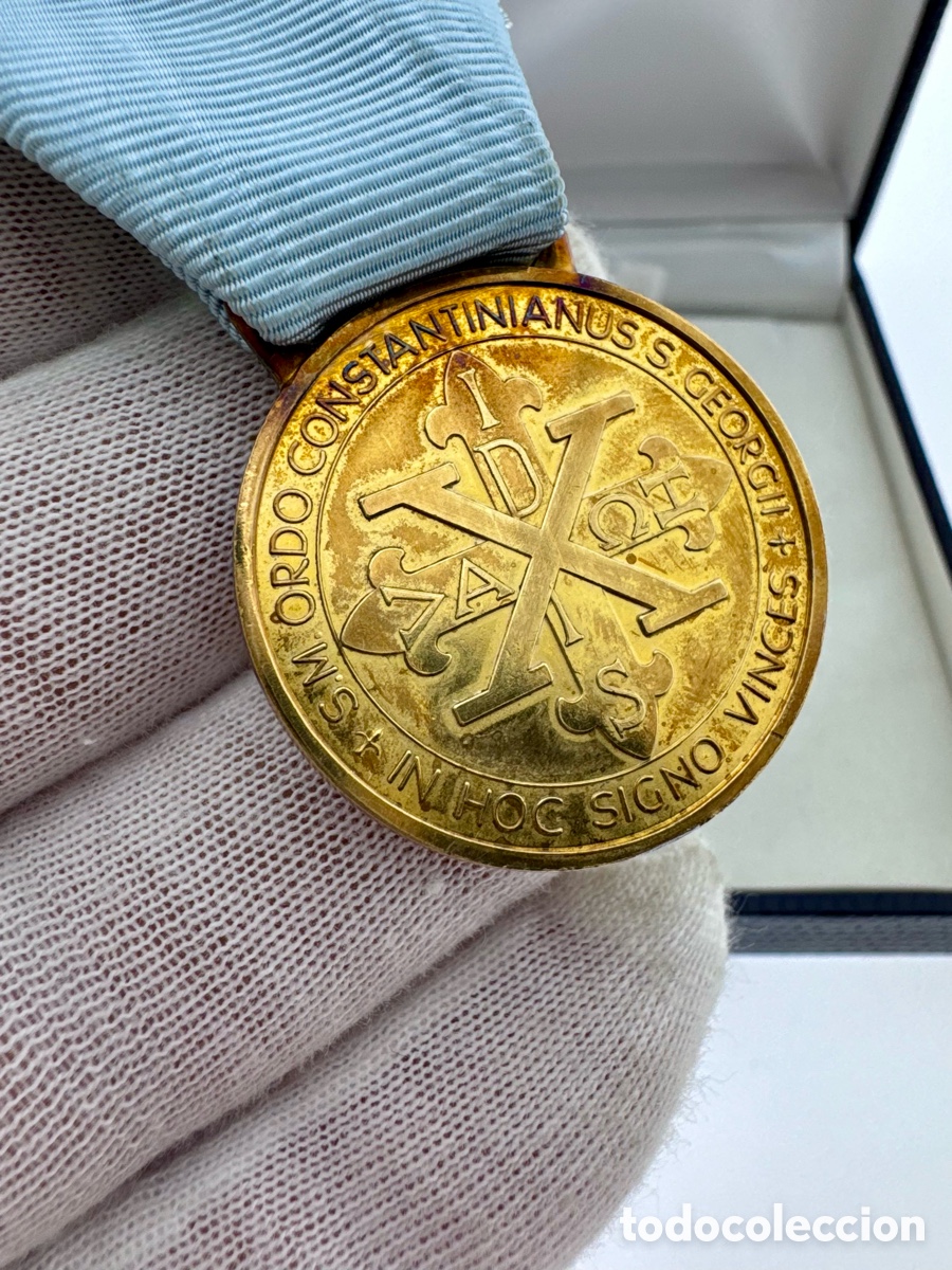 Coleccionismo: Medalla al M&eacute;rito Orden Constantiniana de San Jorge Plata 925 Dorada con Estuche