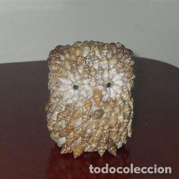 Coleccionismo: Buho de la suerte, Conchas marinas figura artesanal Amuleto 8X6 CM, PEIFER