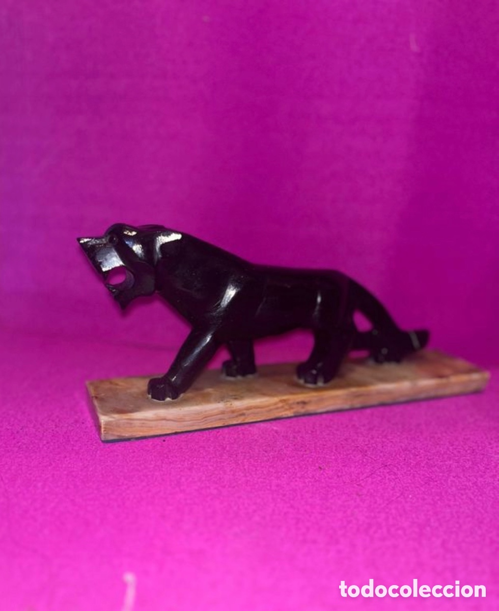 Coleccionismo: Figura sujetalibros pantera puma antigua