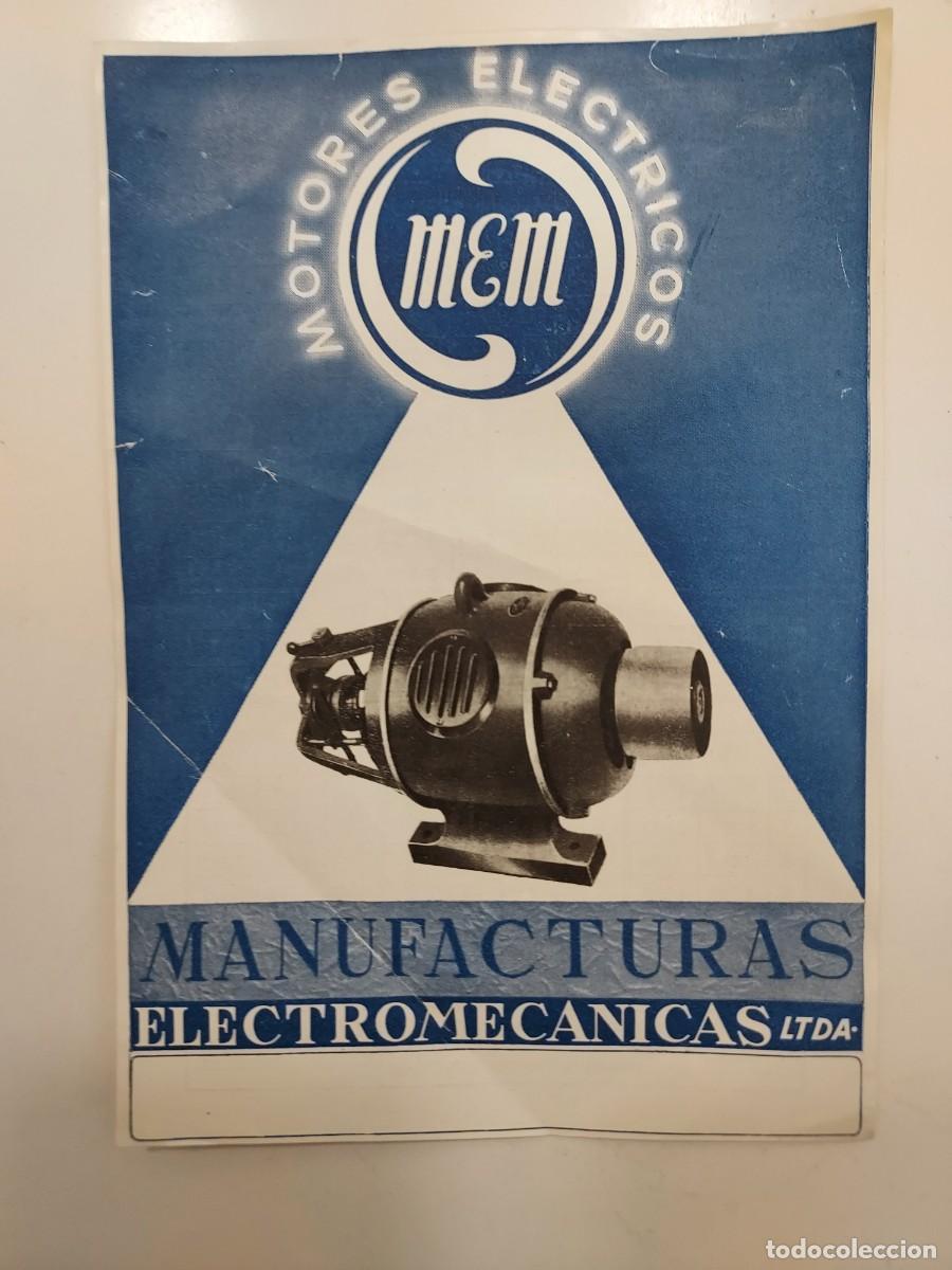 Coleccionismo: PUBLICIDAD MANUFATURAS ELECTROMECANICAS PRECIOS MOTORES ELECTRICOS MEM. 1949. 21 X 14 CM