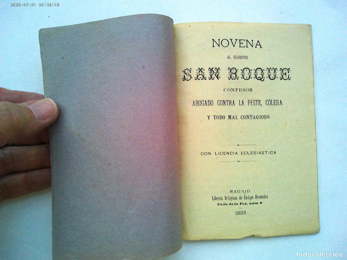 Coleccionismo: NOVENA A SAN ROQUE , ABOGADO CONTRA LA PESTE, C&Oacute;LERA Y TODO MAL CONTAGIOSO. MADRID 1893. SIGLO XIX