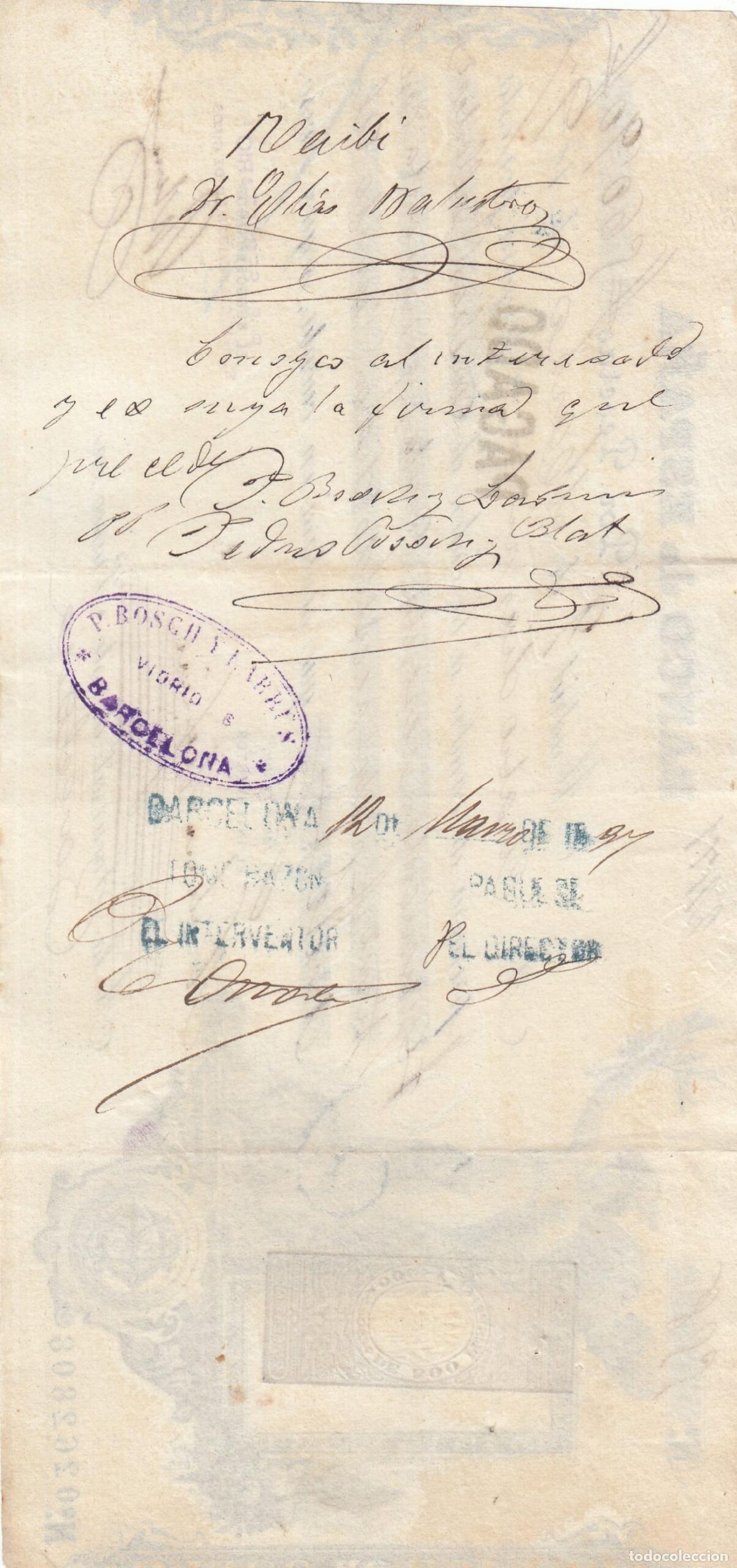 Coleccionismo: CRBL0474 LETRA DE CAMBIO ESPA&Ntilde;A 1897 EBC