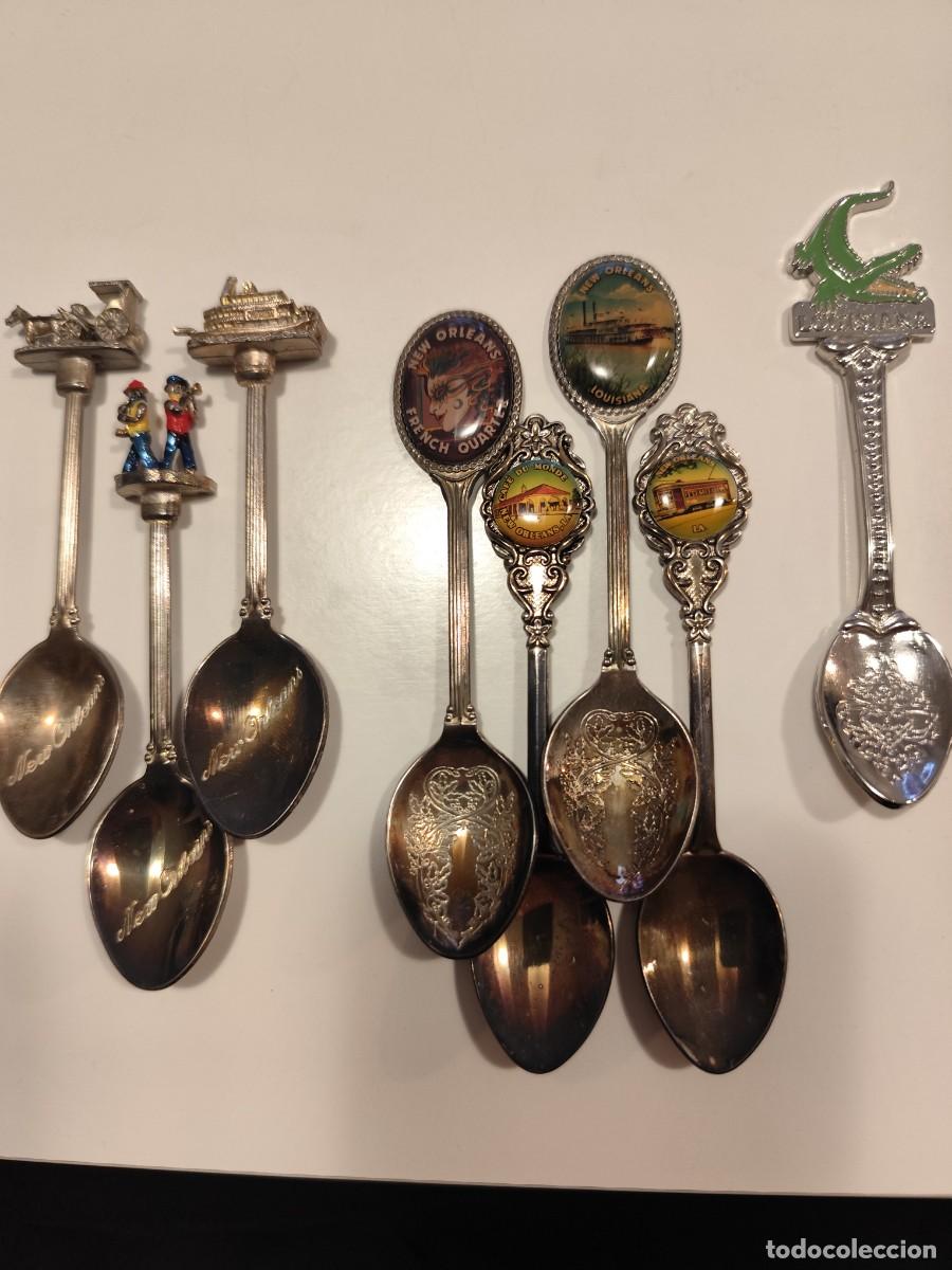 Coleccionismo: Lote Vintage de 7 Cucharitas de New Orleans y 1 Cucharita de Lousiana