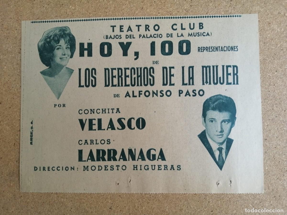 Coleccionismo: ANUNCIO OBRA TEATRAL. LOS DERECHOS DE LA MUJER (CARLOS LARRA&Ntilde;AGA - CONCHITA VELASCO)