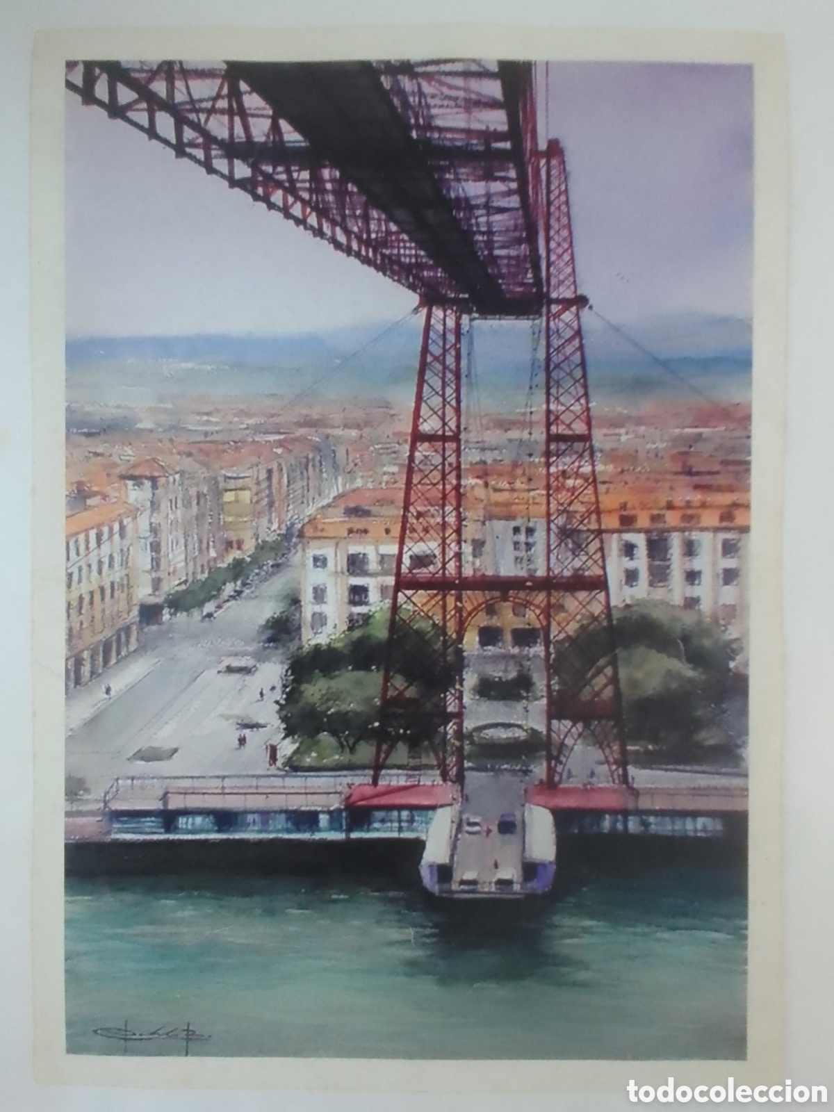 Coleccionismo: Lamina Puente Colgante Portugalete &bull; Vizcaya.