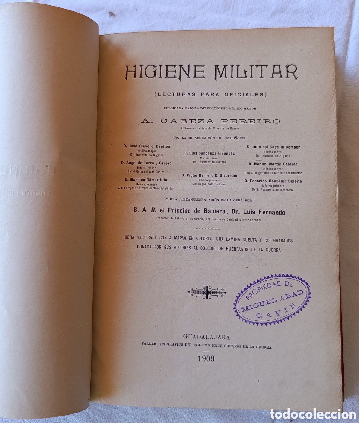 Coleccionismo: Higiene Militar (Lecturas para Oficiales) &ndash; A. Cabeza Pereiro &ndash; Guadalajara, 1909 &ndash; Sanidad Militar