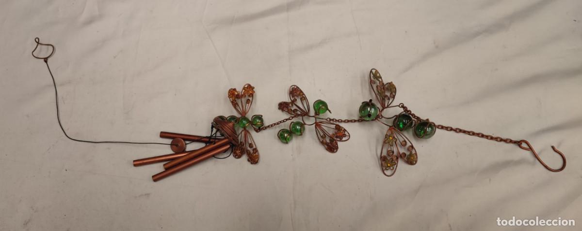 Coleccionismo: BONITO AVISADOR PARA PUERTAS DE COBRE Y BOLAS DE CRISTAL, LIBELULAS