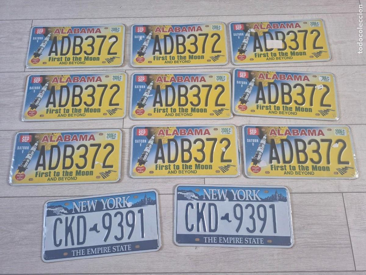 Coleccionismo: LIQUIDACION 11 MATRICULAS METALICAS NEW YORK USA ALABAMA METAL MATRICULA AUTOMOBILIA