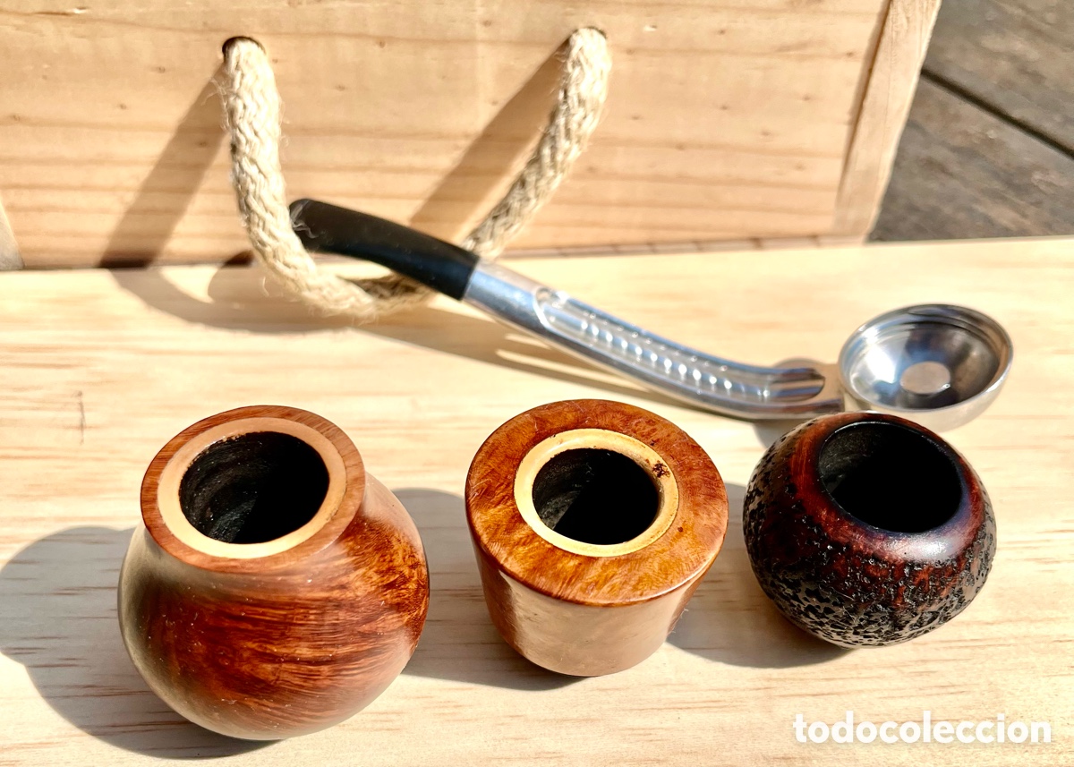 Coleccionismo: Pipa Falcon Made in England + 3 cazoletas originales restauradas &ndash; Lista para fumar