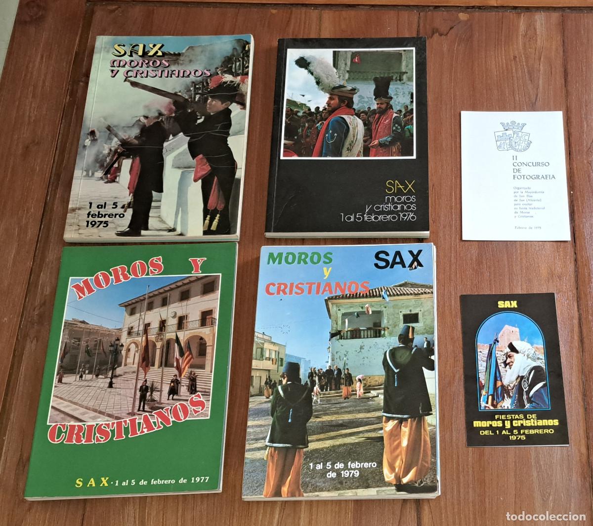 Colecionismo: SAX ( Alicante ) - 4 LIBROS DE FIESTAS DE MOROS Y CRISTIANOS Y 2 FOLLETOS - A&Ntilde;OS 1975 / 1976 / 1977